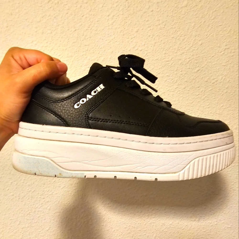 Coach Black and White Platform Sneakers